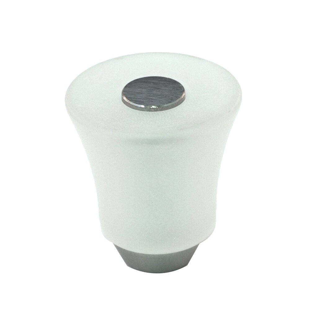 Polyester Round Knob in Clear Matte with Satin Nickel Base