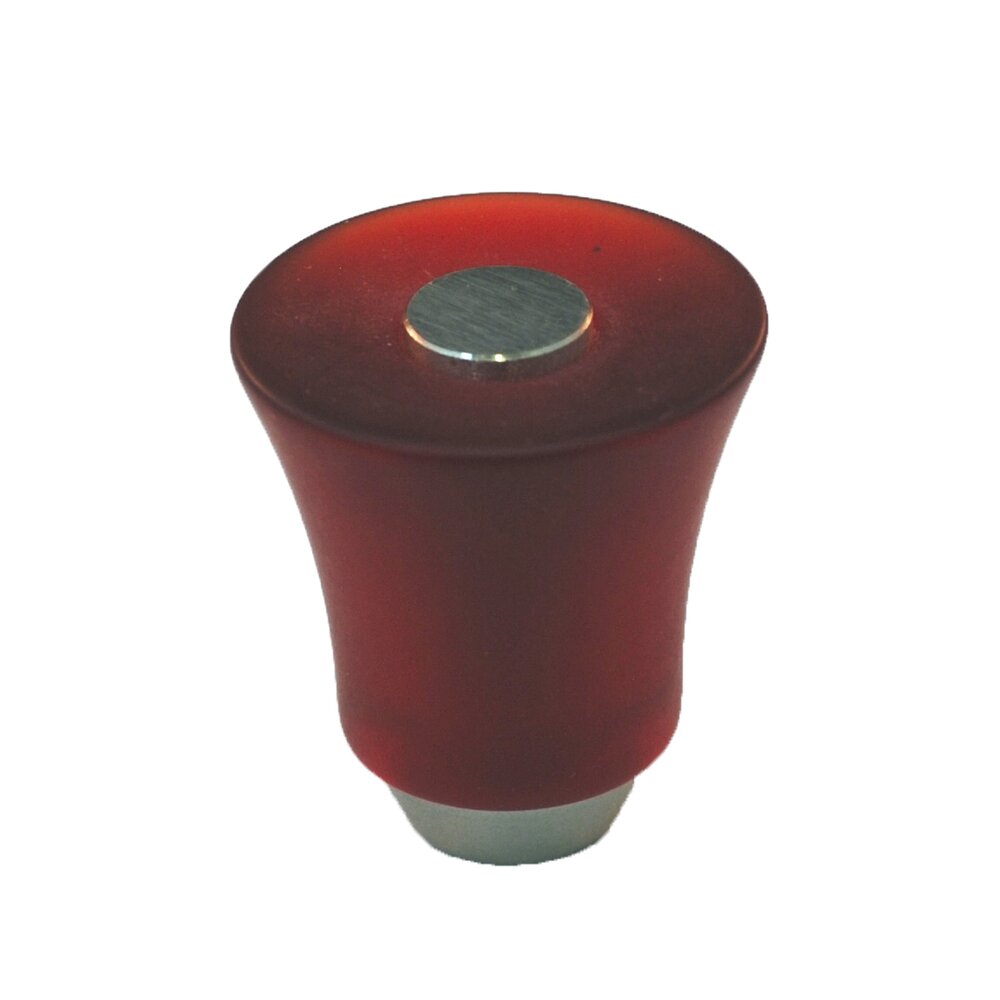 Polyester Round Knob in Red Matte with Satin Nickel Base