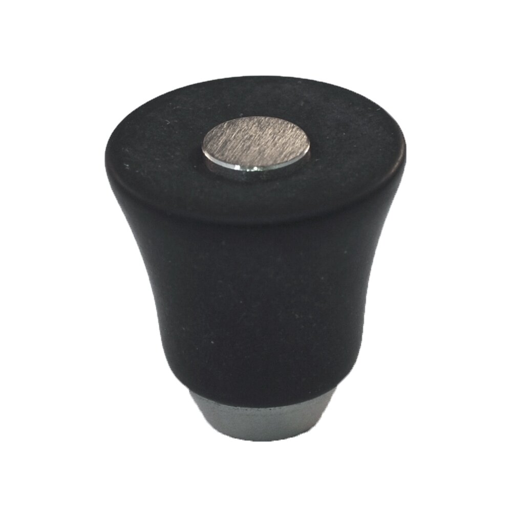 Polyester Round Knob in Black Matte with Satin Nickel Base