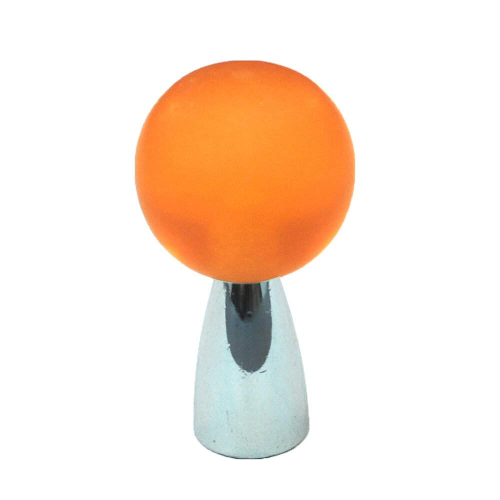 Polyester Sphere Knob in Amber Matte with Polished Chrome Base