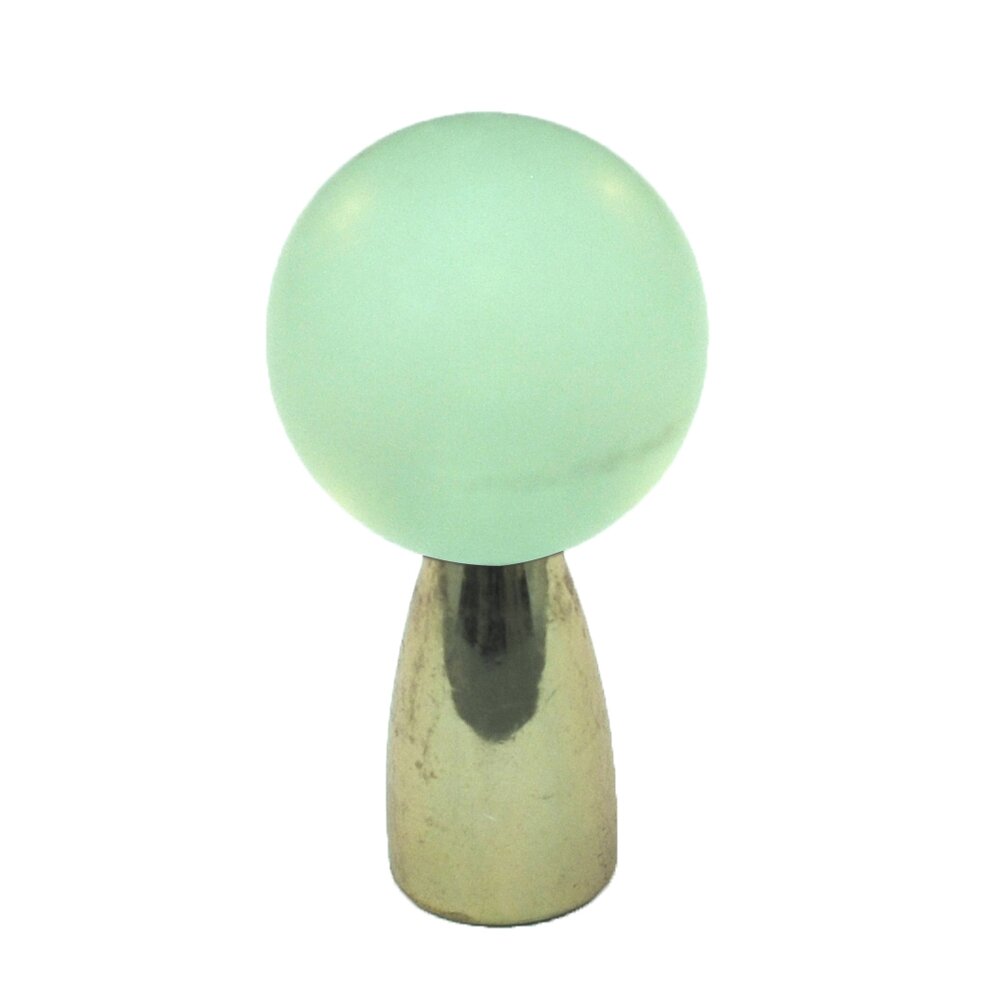 Polyester Sphere Knob in Light Green Matte with Polished Brass Base