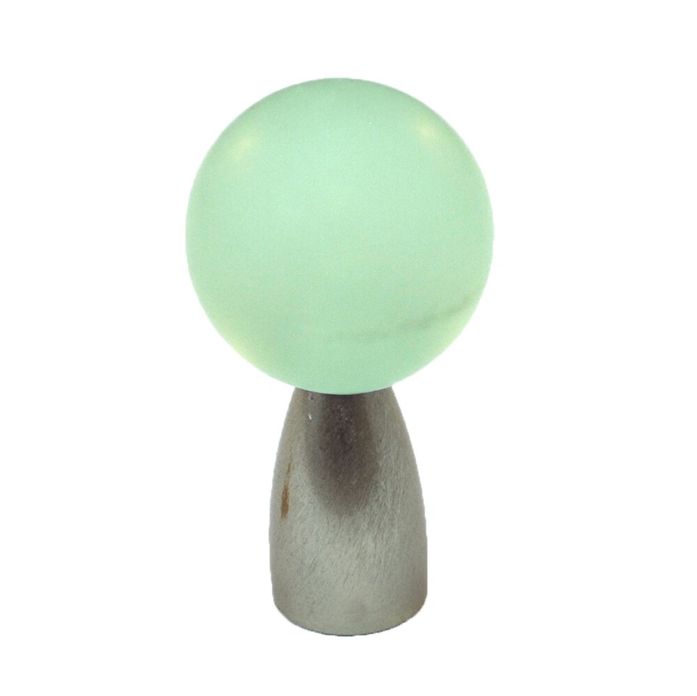Polyester Sphere Knob in Light Green Matte with Satin Nickel Base