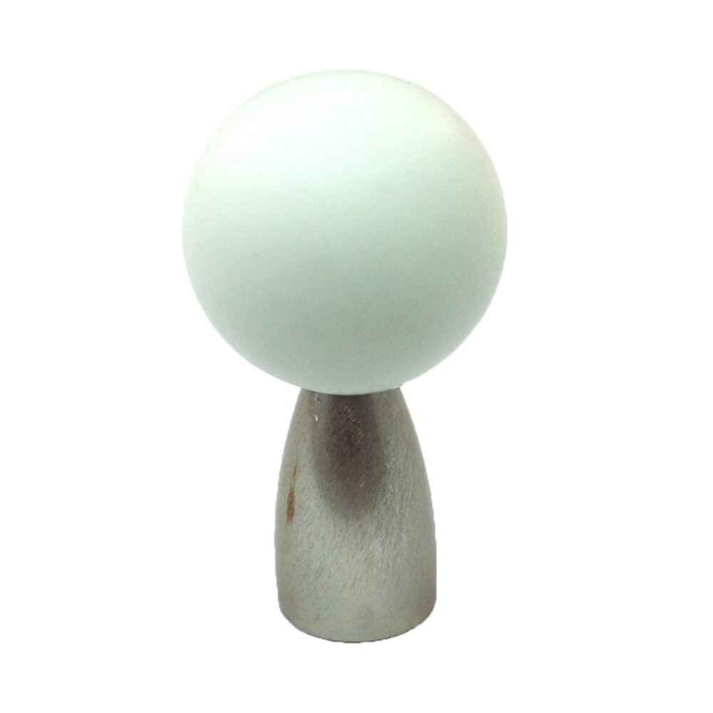 Polyester Sphere Knob in White Matte with Satin Nickel Base