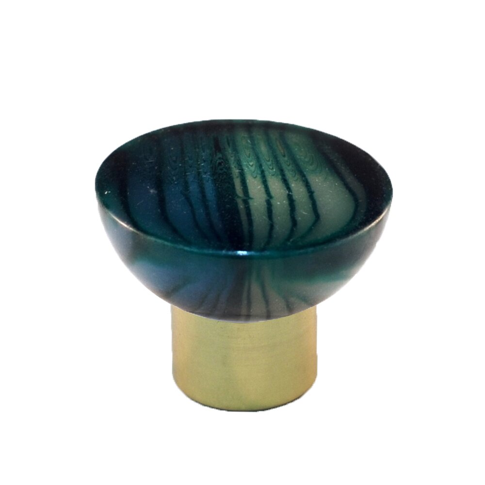 Polyester Round Knob in Gloss Green Beige with Polished Brass Base