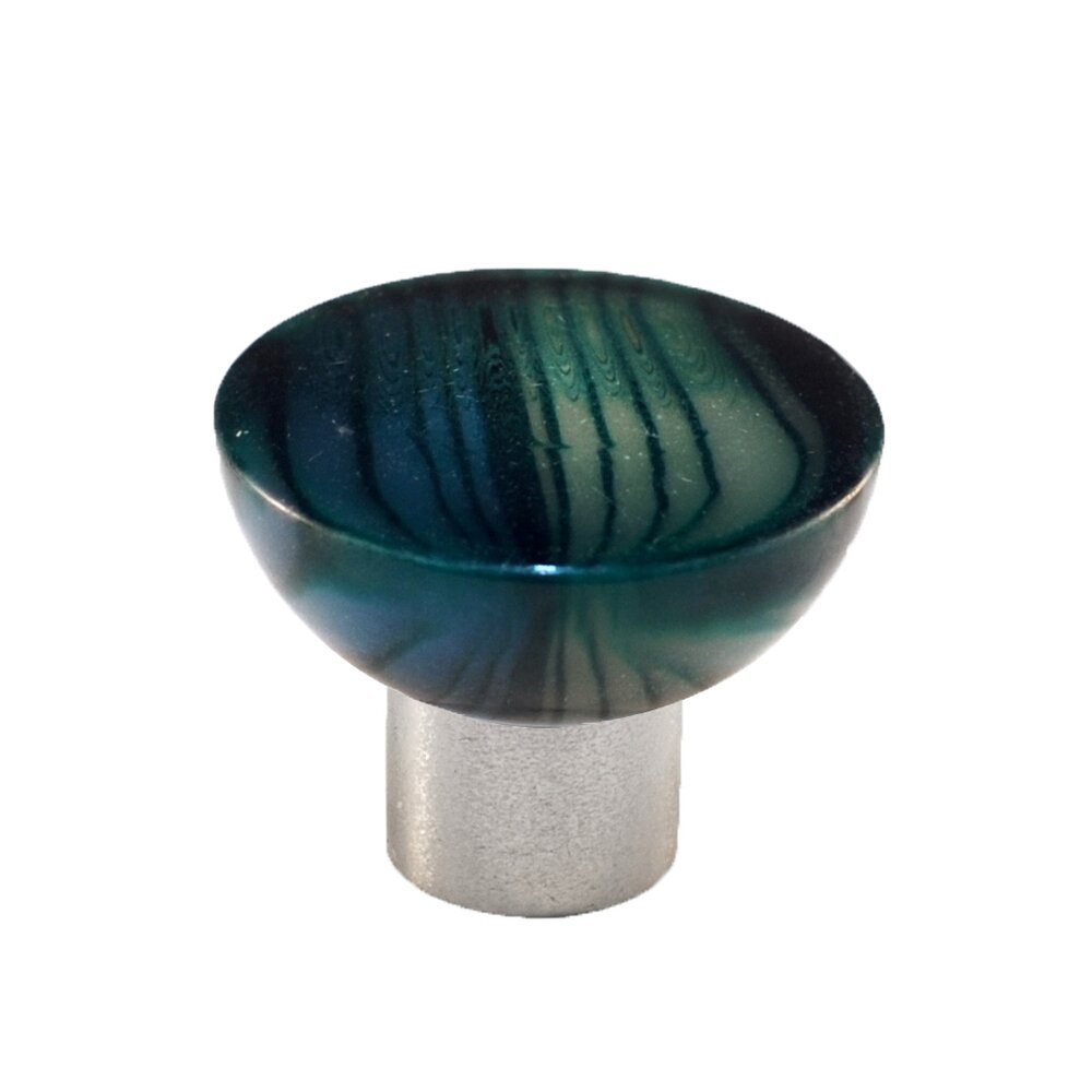 Polyester Round Knob in Gloss Green Beige with Satin Nickel Base