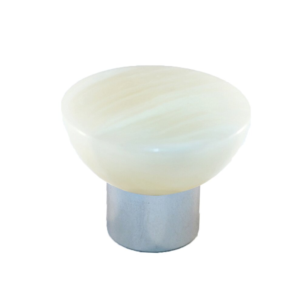 Polyester Round Knob in Gloss White with Polished Chrome Base