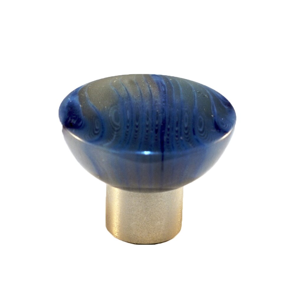Polyester Round Knob in Gloss Blue with Satin Nickel Base