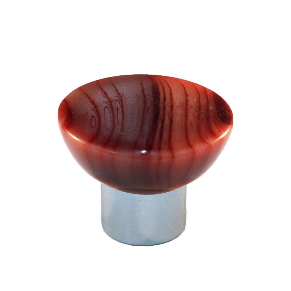 Polyester Round Knob in Gloss Red with Polished Chrome Base