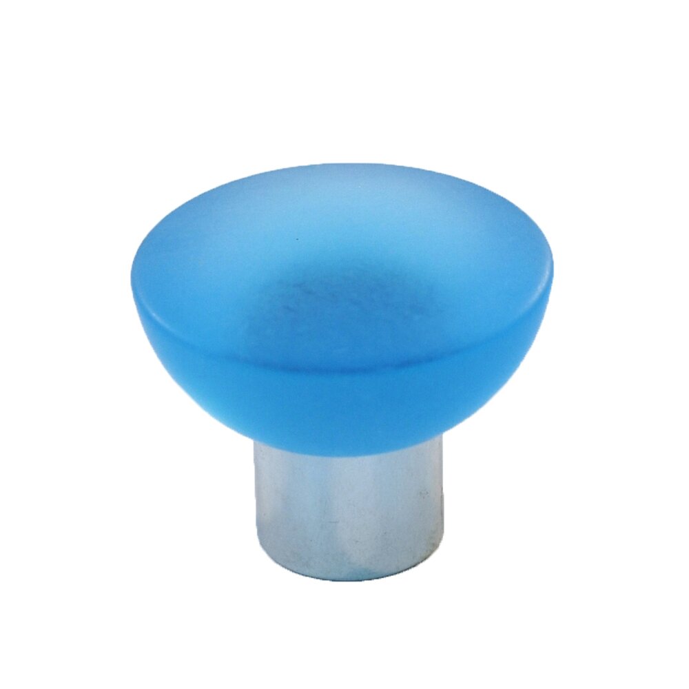 Polyester Round Knob in Light Blue Matte with Polished Chrome Base