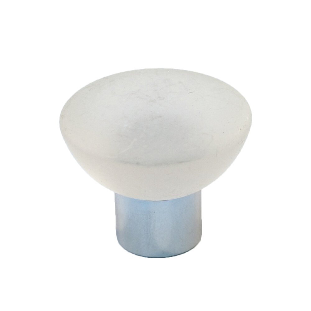 Polyester Round Knob in Clear Matte with Polished Chrome Base