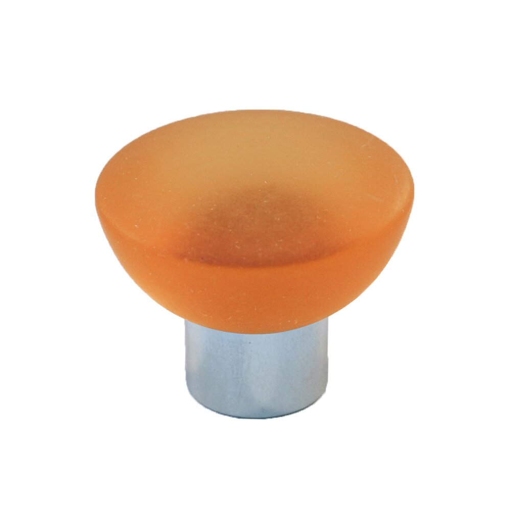 Polyester Round Knob in Amber Matte with Polished Chrome Base
