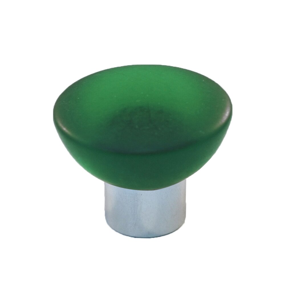 Polyester Round Knob in Green Matte with Polished Chrome Base