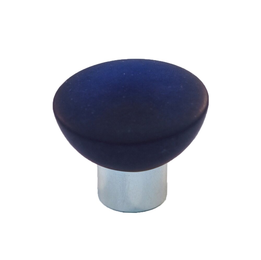 Polyester Round Knob in Cobalt Blue Matte with Polished Chrome Base