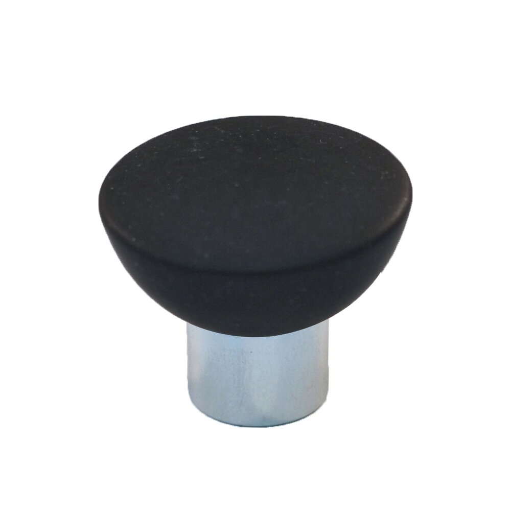 Polyester Round Knob in Black Matte with Polished Chrome Base