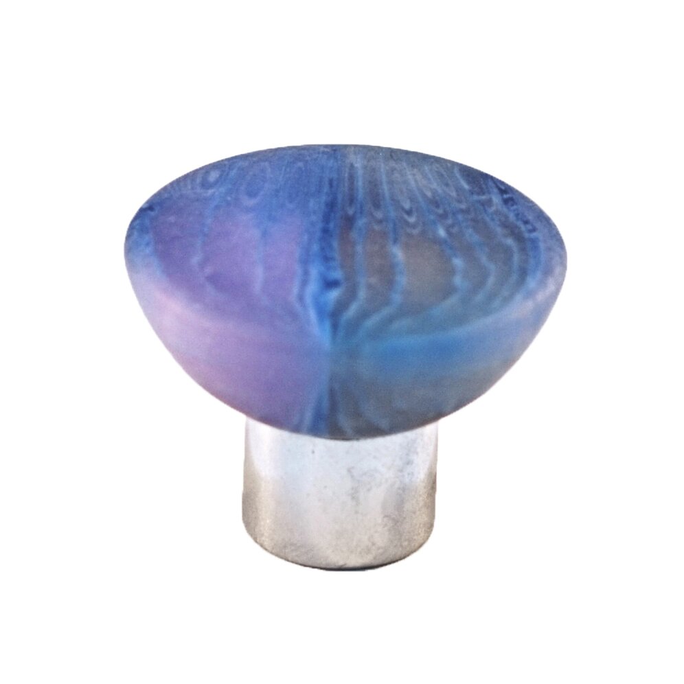 Polyester Round Knob in Matte Blue with Polished Chrome Base