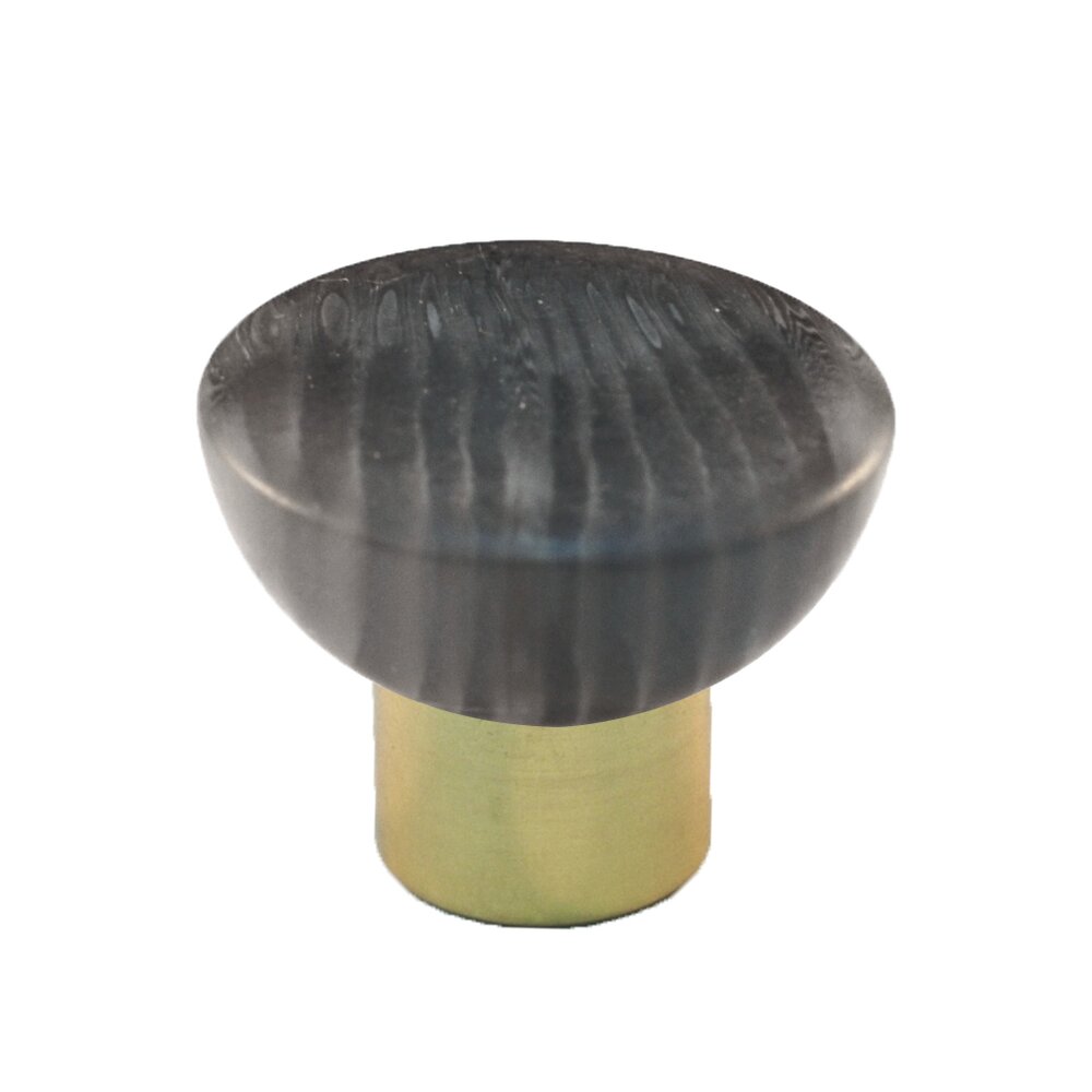 Polyester Round Knob in Matte Grey with Polished Brass Base