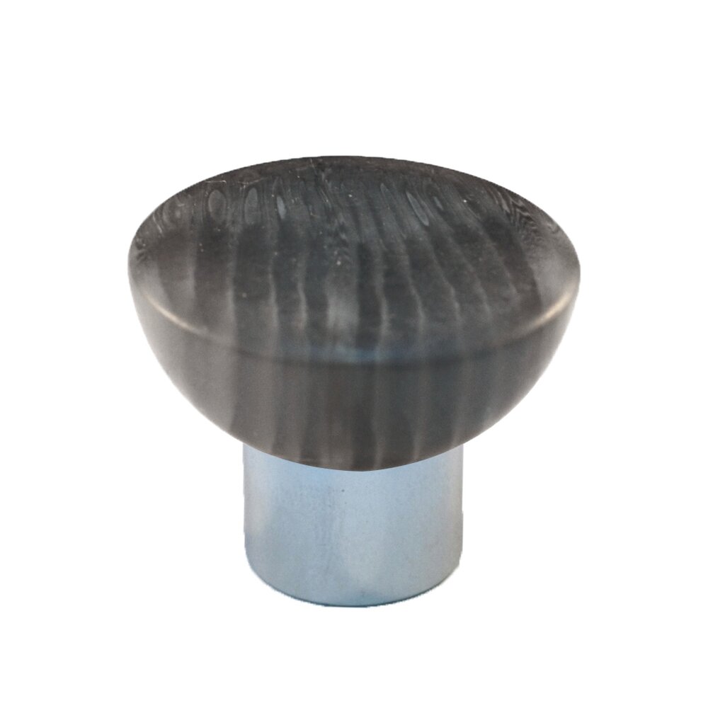 Polyester Round Knob in Matte Grey with Polished Chrome Base