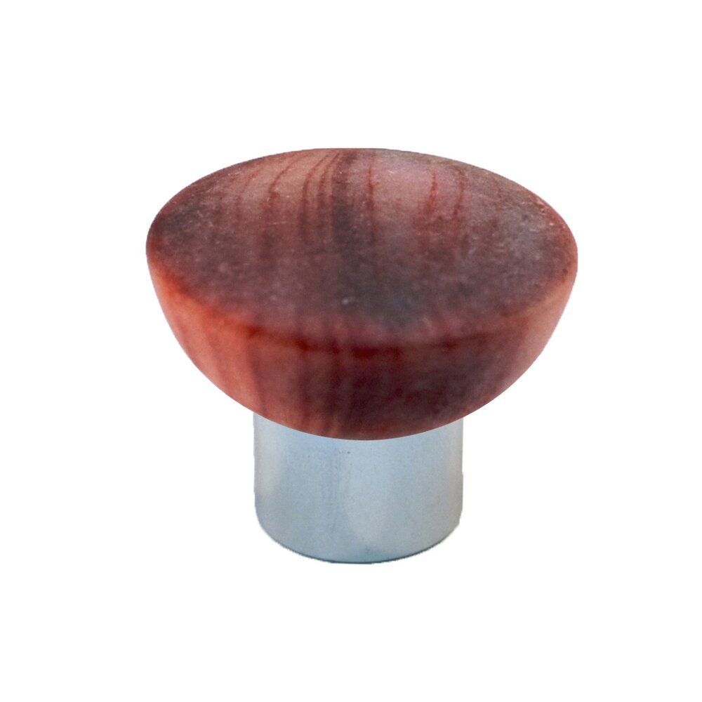 Polyester Round Knob in Matte Red with Polished Chrome Base