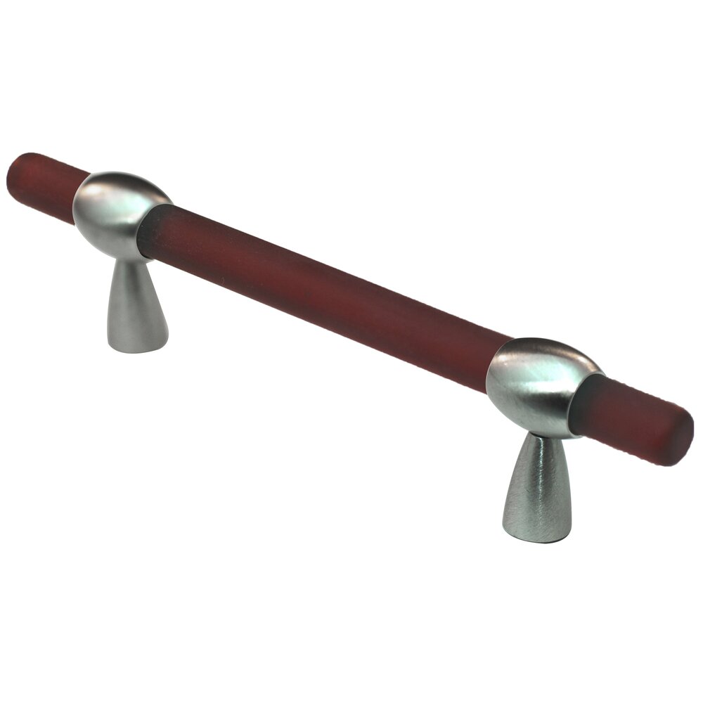 3"- 4" Adjustable Polyester Pull in Red Matte with Satin Nickel Base