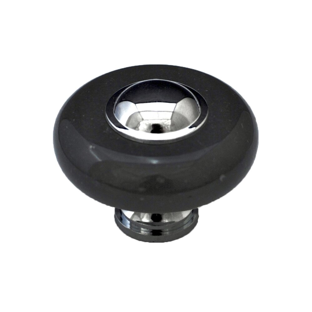 Circle Knob in Black Stone with Chrome