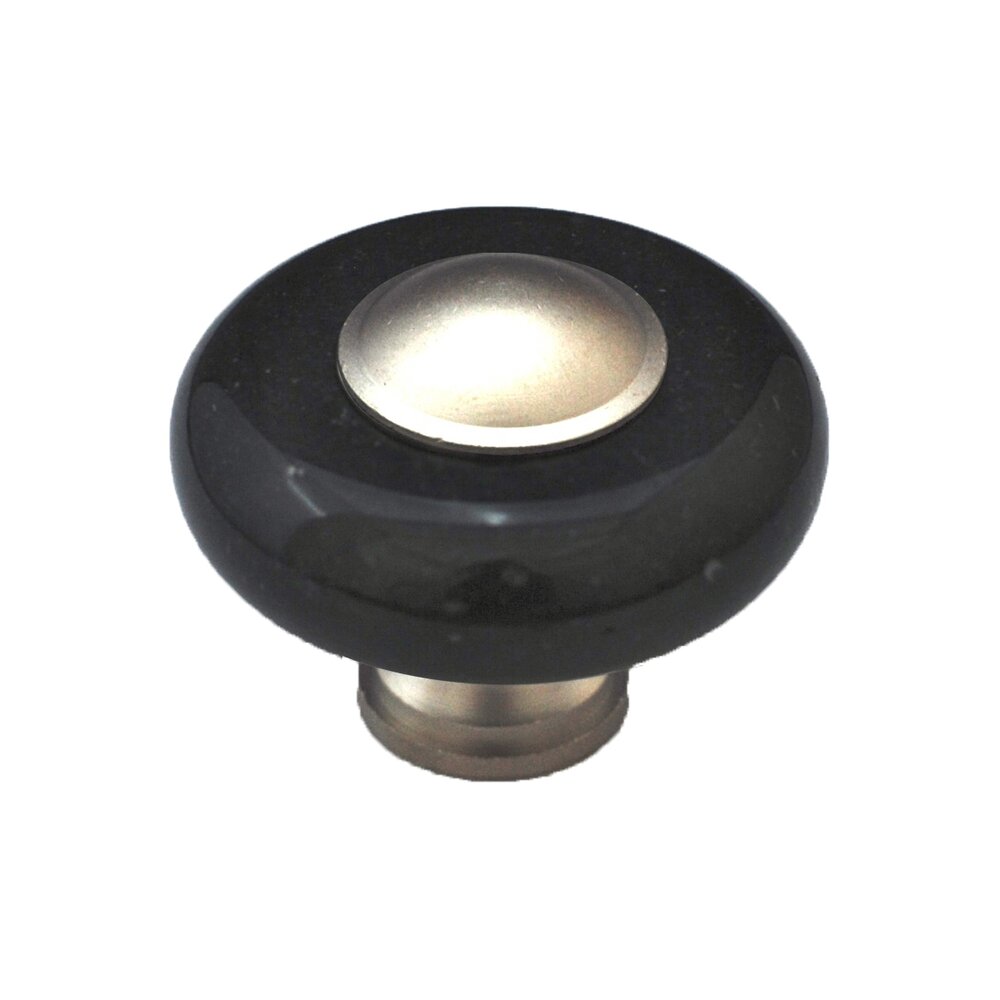 Circle Knob in Black Stone with Satin Nickel