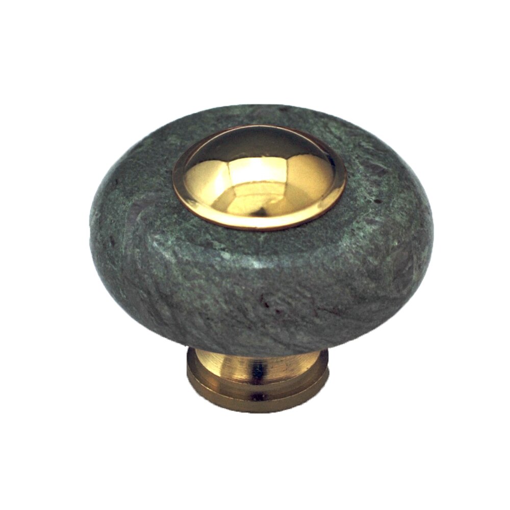 Circle Knob in Green Stone with Brass
