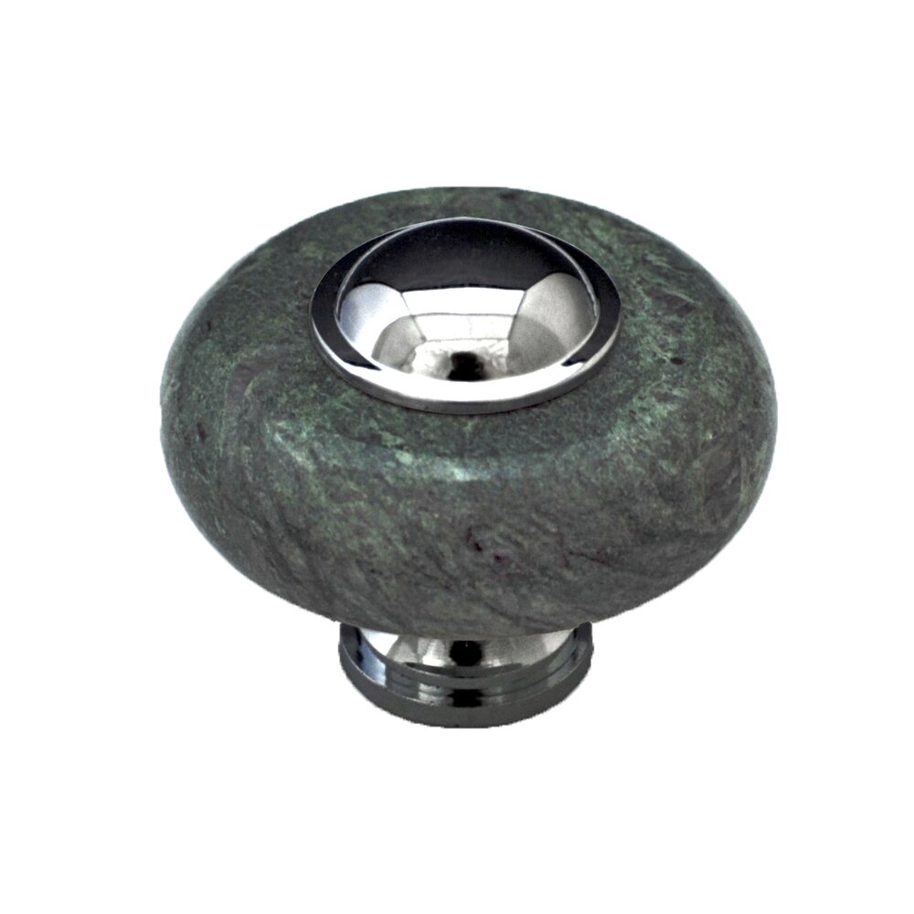 Circle Knob in Green Stone with Chrome
