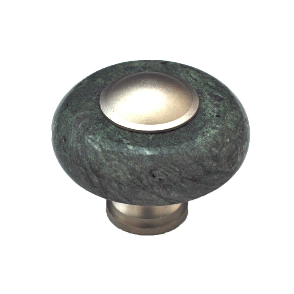 Circle Knob in Green Stone with Satin Nickel