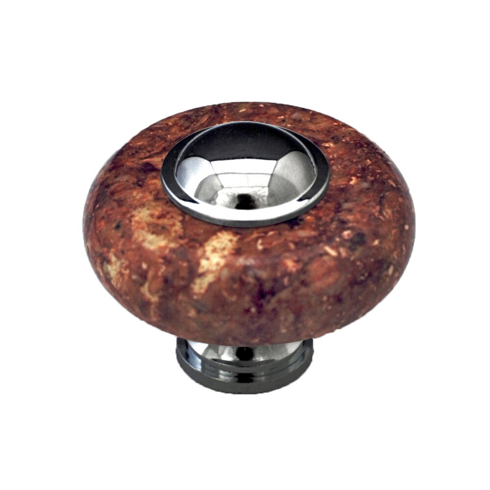 Circle Knob in Red Stone with Chrome