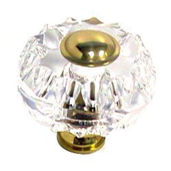 Round Knob in Crystal with Satin Brass Base