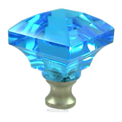 Beveled Square Colored Knob in Aqua in Polished Nickel