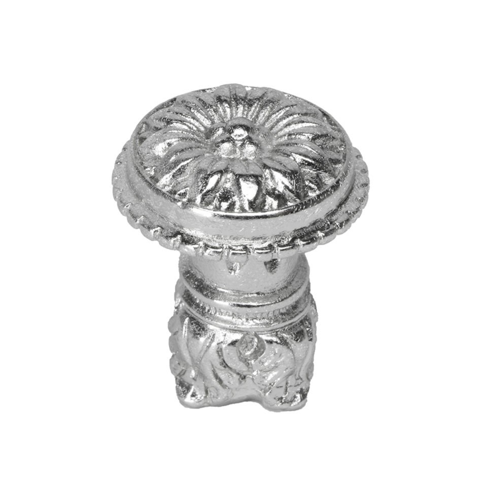 Acanthus Small Knob Rosette Style With Column Base in Platinum