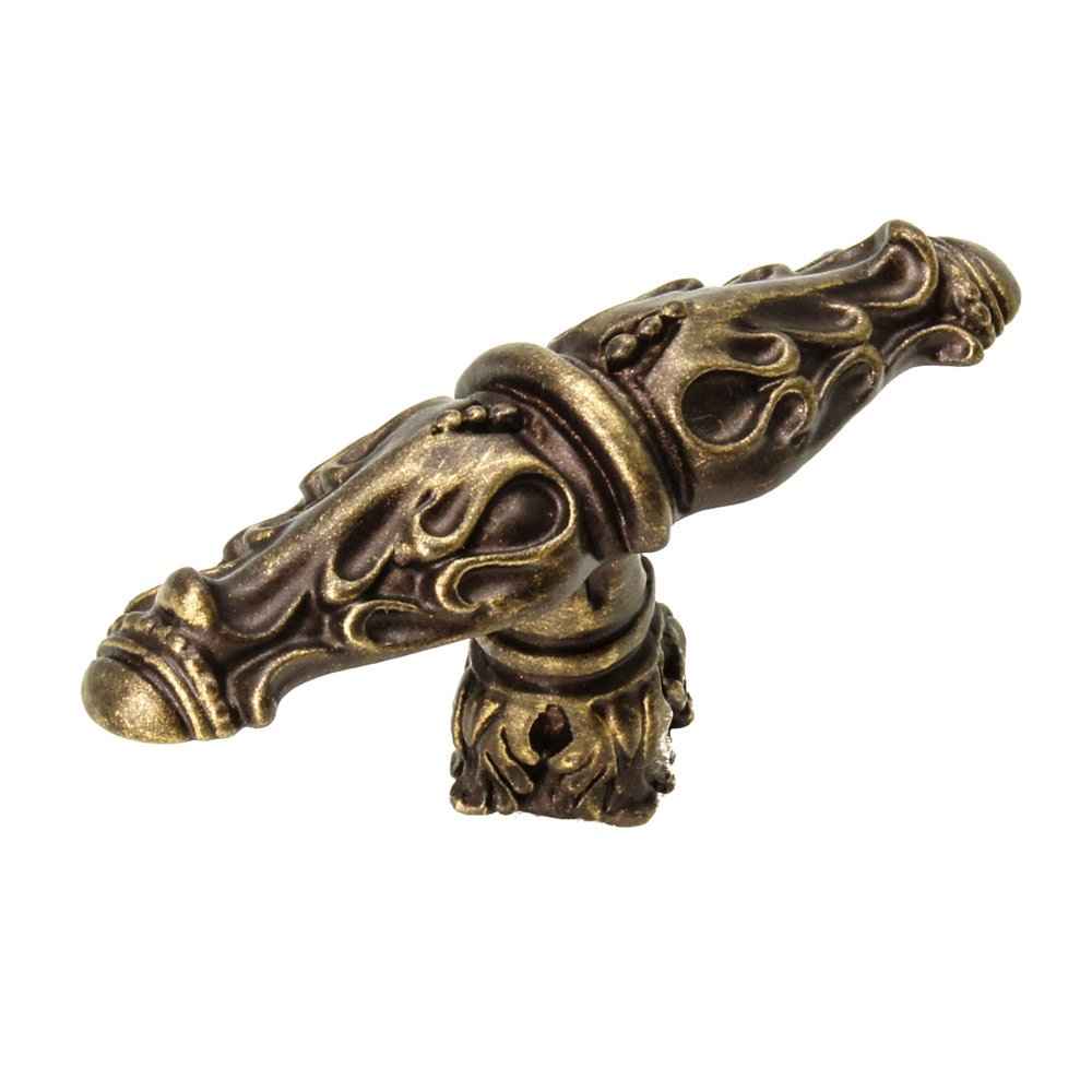Acanthus Leaves Large Knob Romanesque Style With Column Base in Satin Gold