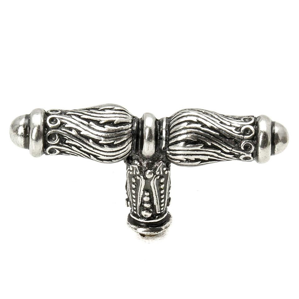 "T" Shaped Knob with Feather Scroll in Jet
