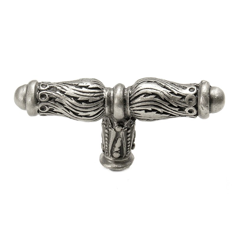 "T" Shaped Knob with Feather Scroll in Satin