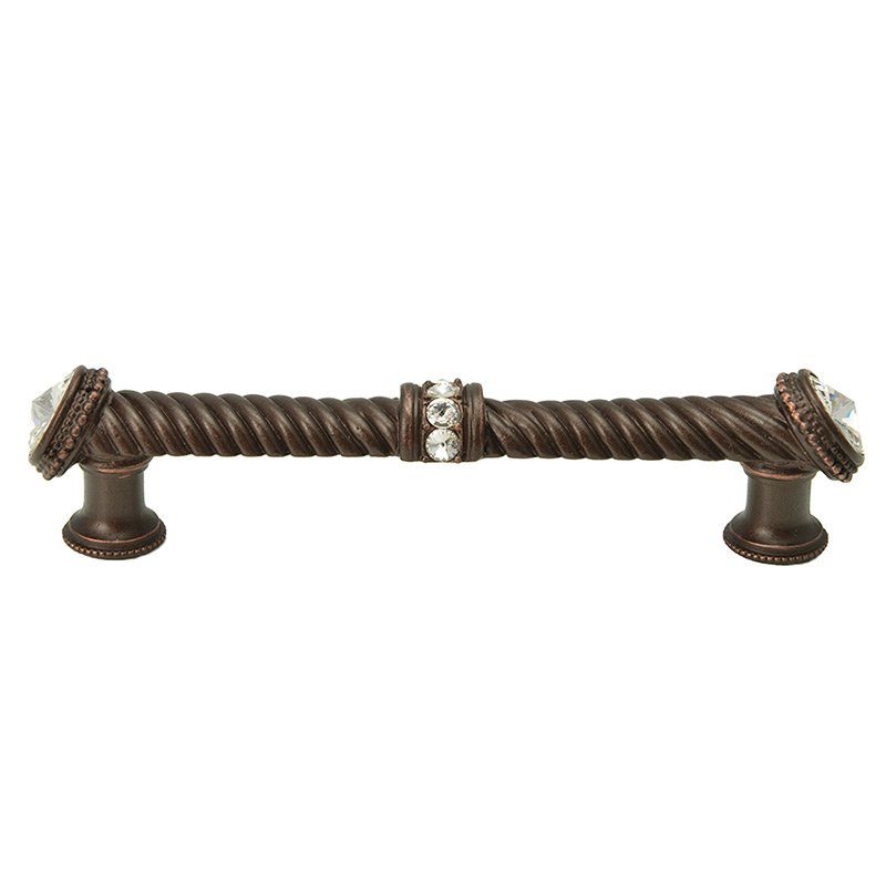 Caché 5" Centers Large Pull With End & Center 7 Rivoli Swarovski Crystals in Oil Rubbed Bronze with Crystal