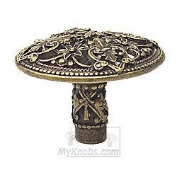 Large Knob with Florets in Antique Brass