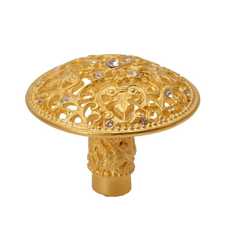Large Knob With 17 Swarovski Crystals in Satin Gold with Crystal