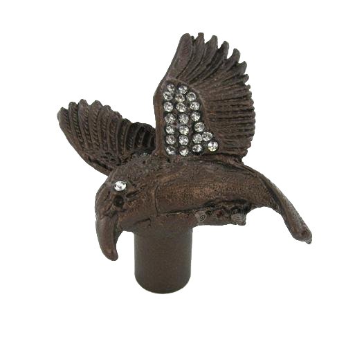 Hummingbird Knob w/ Swarovski Crystal Accents in Bronze