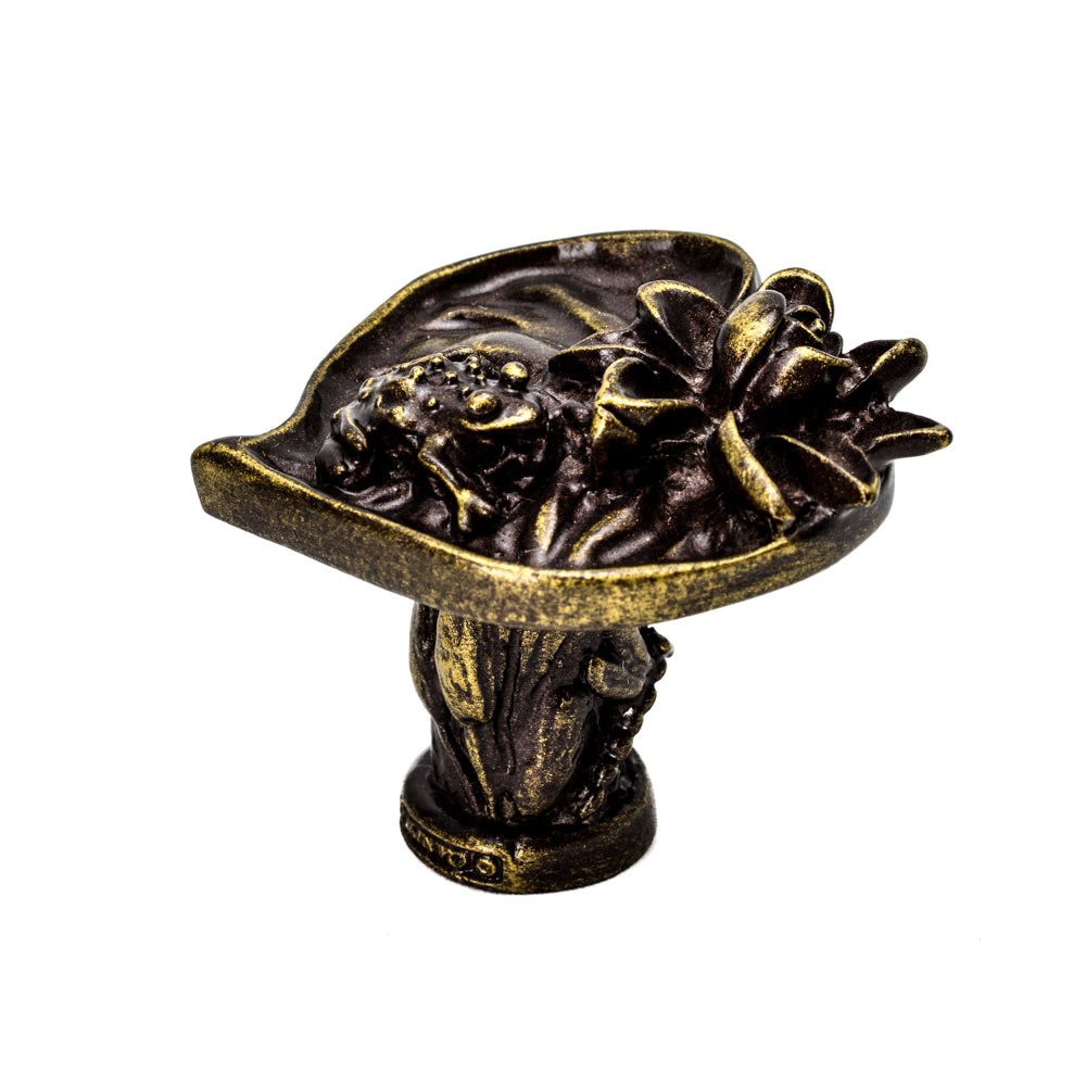 Lily Pad & Frog Large Knob in Satin