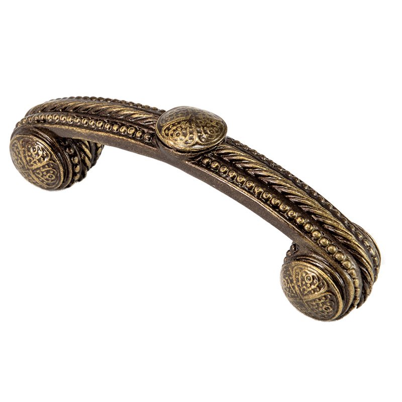 3" Centers Pull with Beads & Rope in Antique Brass