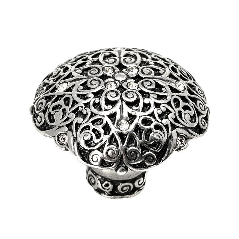 Over Sized Knob with Swarovski Elements in Platinum with Crystal