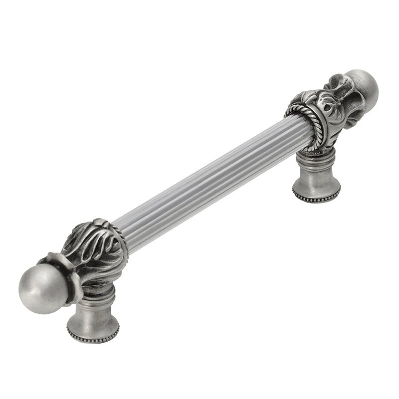 6" Centers Handle with 5/8" Reeded Center Romanesque Style in Satin