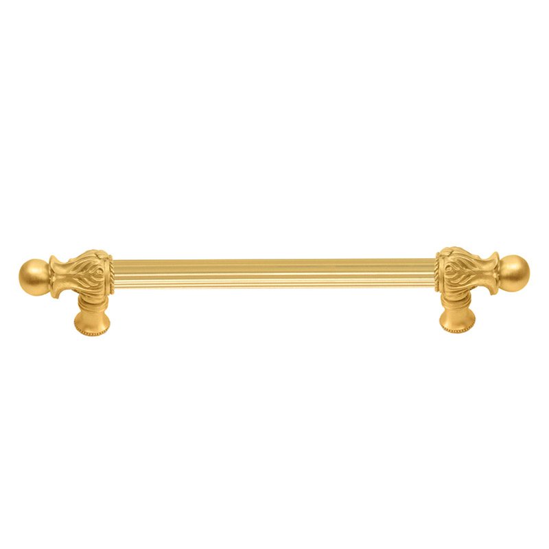 6" Centers Handle with 5/8" Reeded Center Romanesque Style in Satin Gold