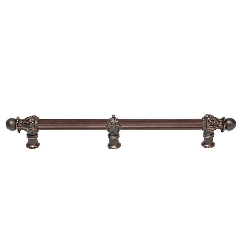12" Centers Handle with 5/8" Reeded Center with Center Brace Romanesque Style in Oil Rubbed Bronze
