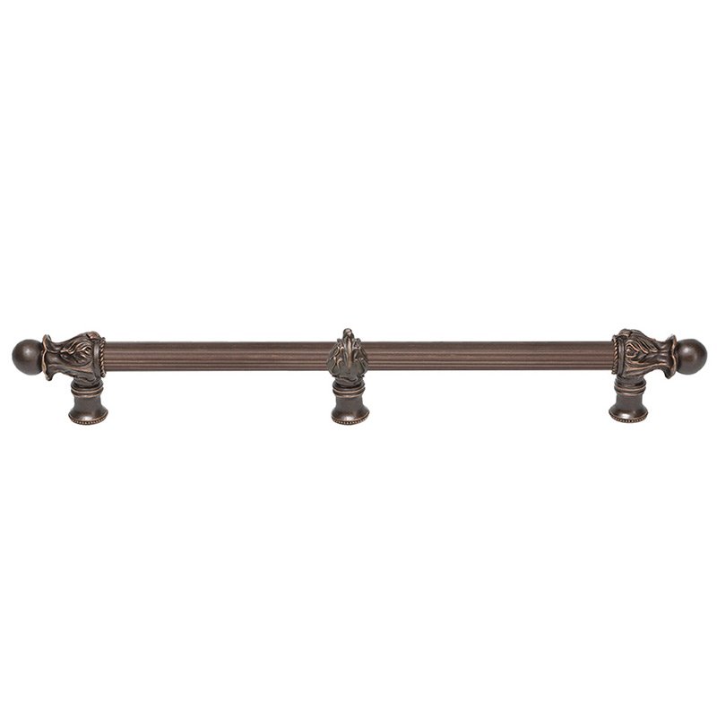 18" Centers Handle with 5/8" Reeded Center with Center Brace Romanesque Style in Oil Rubbed Bronze