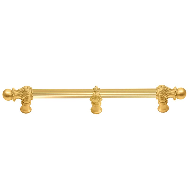 18" Centers Handle with 5/8" Reeded Center with Center Brace Romanesque Style in Satin Gold