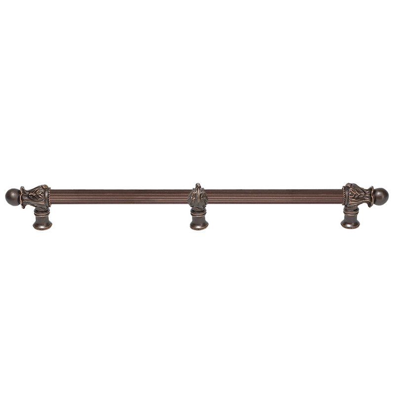 22" Centers Handle with 5/8" Reeded Center with Center Brace Romanesque Style in Oil Rubbed Bronze