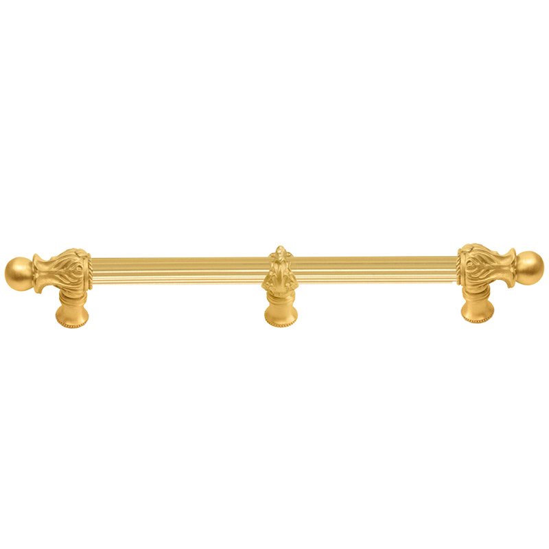 22" Centers Handle with 5/8" Reeded Center with Center Brace Romanesque Style in Satin Gold