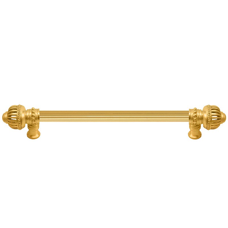 12" Centers Pull With Large Finial & 5/8" Reeded Center in Satin Gold